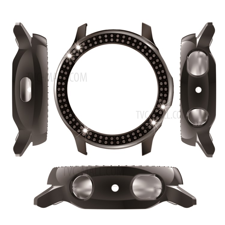 Double Row Rhinestone Decor Hard PC Frame Bumper Case for Samsung Galaxy Watch Active2 44mm - Black-4