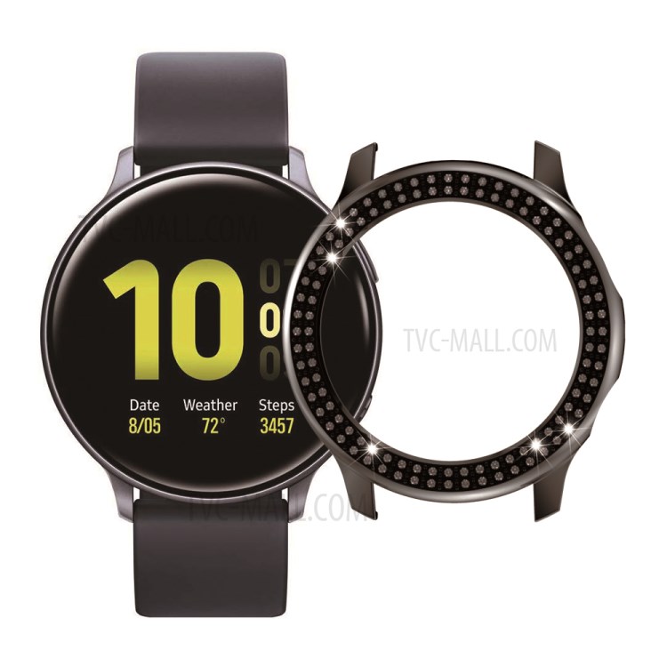 Double Row Rhinestone Decor Hard PC Frame Bumper Case for Samsung Galaxy Watch Active2 44mm - Black-5