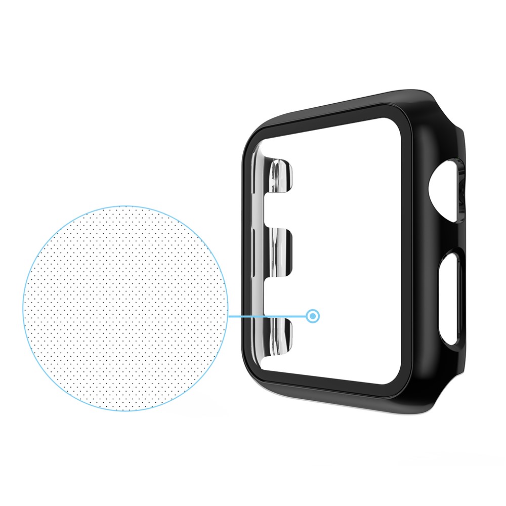 Plating Frame PC + Tempered Glass Watch Case for Apple Watch Series 3/2/1 38mm - Black-2