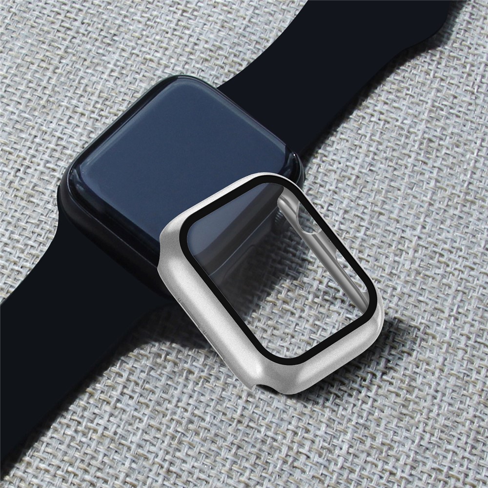 Plating Frame PC + Tempered Glass Watch Cover for Apple Watch Series 6 / SE / SE (2022) / 5 / 4 40mm - Grey-9