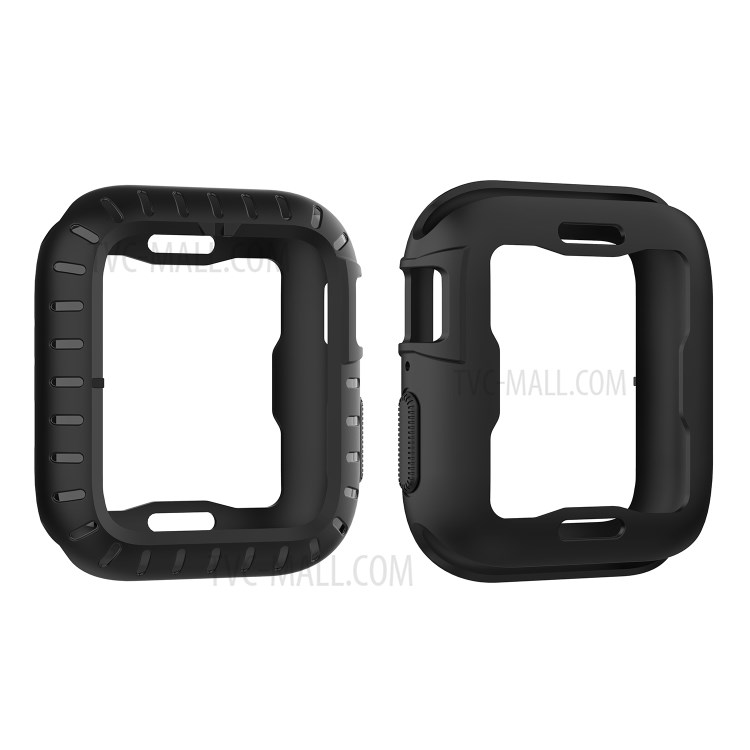 Fashion Silicone Protective Case Frame Shell for Apple Watch Series 5/4 44mm - Black-1