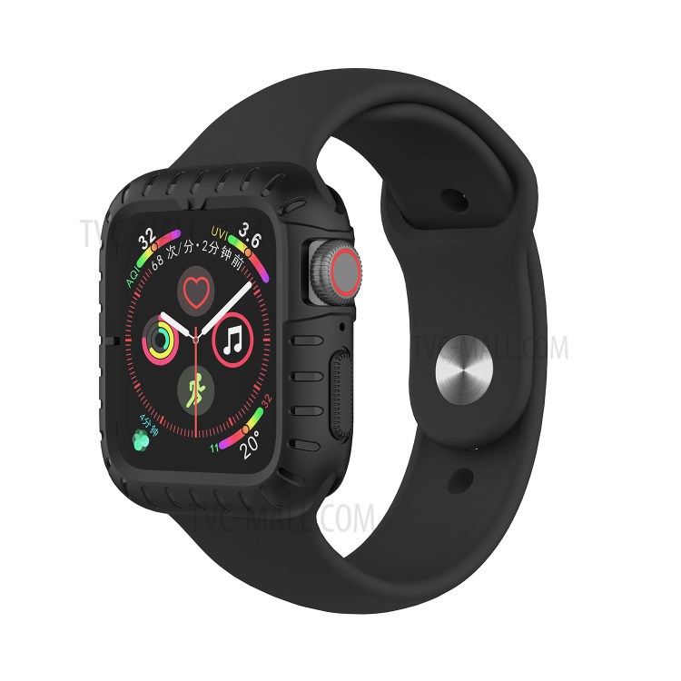 Fashion Silicone Protective Case Frame Shell for Apple Watch Series 5/4 44mm - Black-5