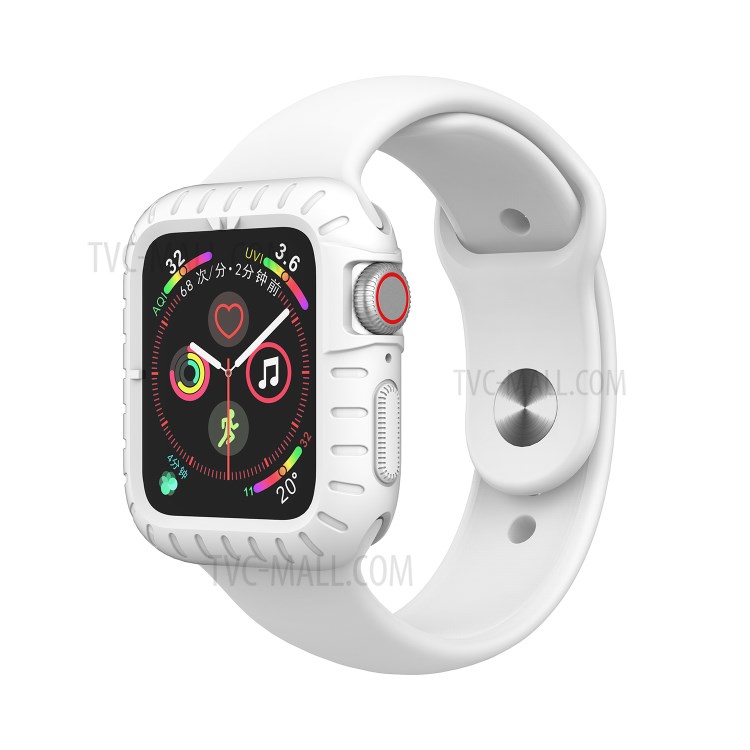 Fashion Silicone Protective Case Frame Shell for Apple Watch Series 5/4 44mm - White-3