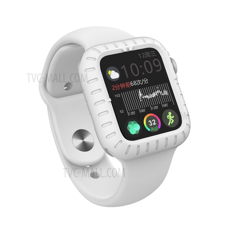 Fashion Silicone Protective Case Frame Shell for Apple Watch Series 5/4 44mm - White-4