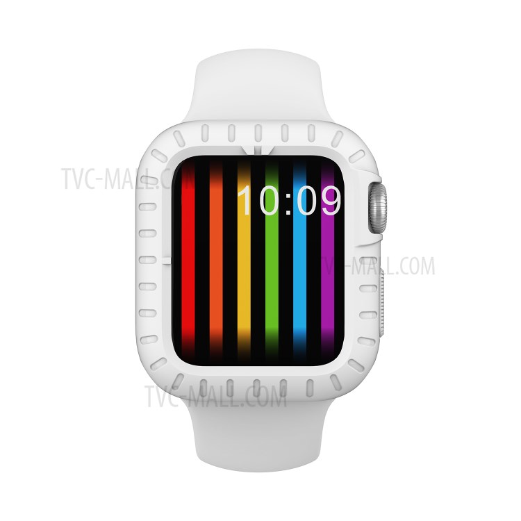 Fashion Silicone Protective Case Frame Shell for Apple Watch Series 5/4 44mm - White-5