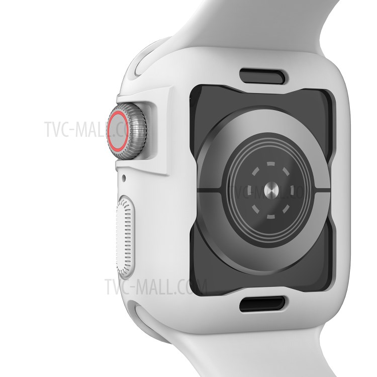 Fashion Silicone Protective Case Frame Shell for Apple Watch Series 5/4 44mm - White-6