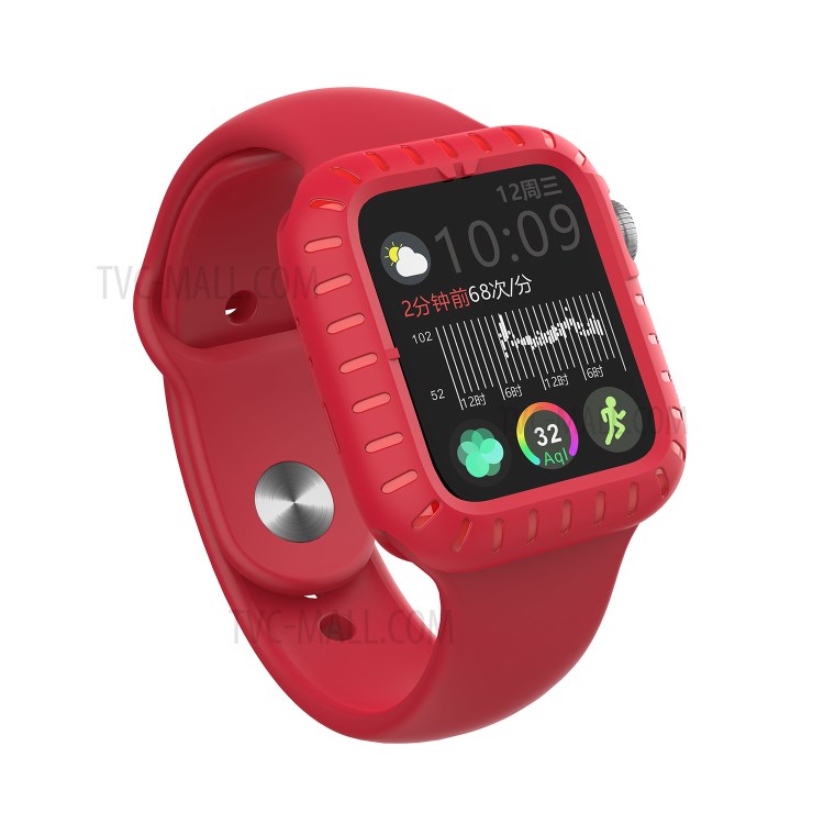 Coquille Cadre Étui De Protection En Silicone De Mode Pour La Série Montre De Pomme 5/4 44mm - Rouge-4
