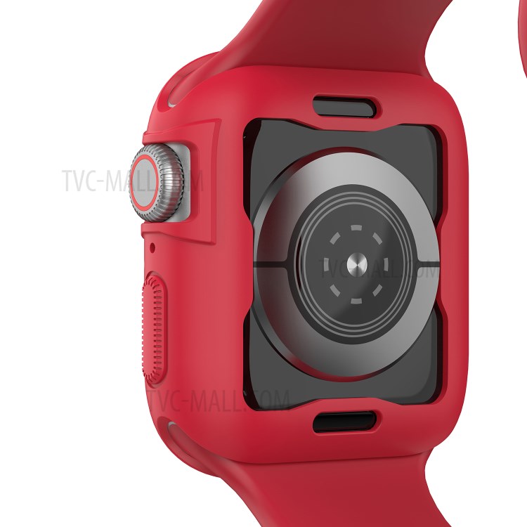 Coquille Cadre Étui De Protection En Silicone De Mode Pour La Série Montre De Pomme 5/4 44mm - Rouge-6