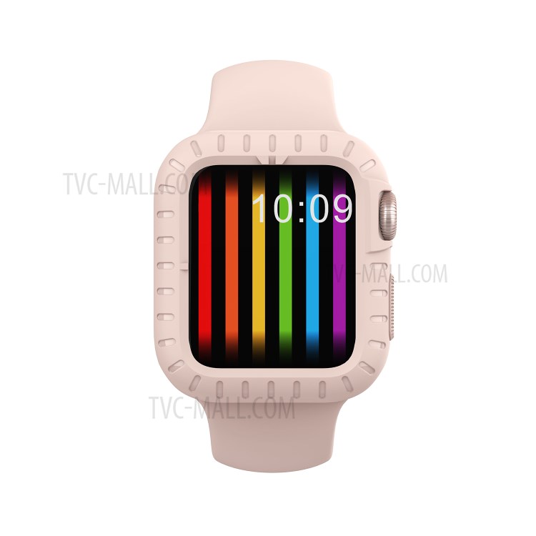 Fashion Silicone Protective Case Frame Shell for Apple Watch Series 5/4 44mm - Pink-5