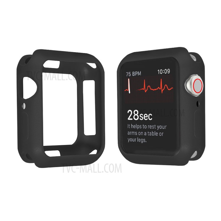 Frosted TPU Bumper Shell for Apple Watch Series 3/2/1 42mm - Black-6