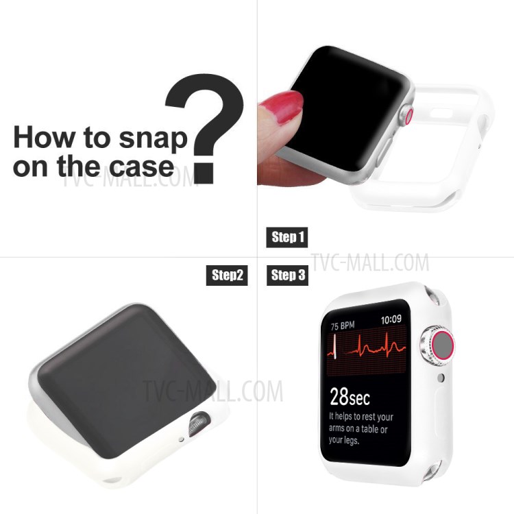 Frosted TPU Bumper Case for Apple Watch Series 3/2/1 38mm - White-2