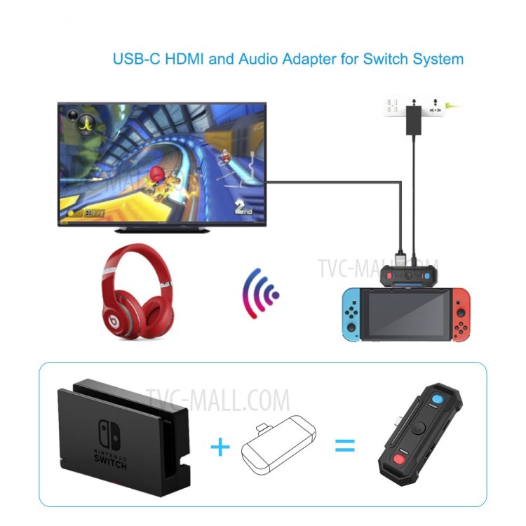 JYS Bluetooth Tipo Base-c Áudio Conversor De TV 5.0 USB Para O Interruptor-6