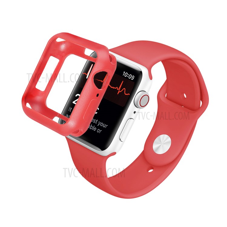 Soft TPU Watch Frame Protective Bumper Cover for Apple Watch Series 6/SE/5/4 40mm - Red-2
