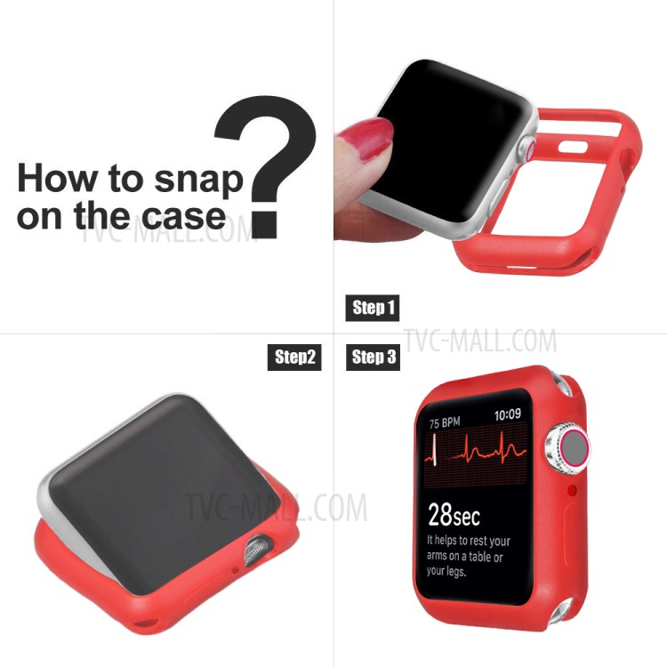 Soft TPU Watch Frame Protective Bumper Cover for Apple Watch Series 6/SE/5/4 40mm - Red-3
