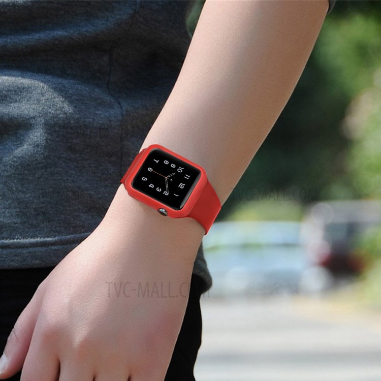 Soft TPU Watch Frame Protective Bumper Cover for Apple Watch Series 6/SE/5/4 40mm - Red-4
