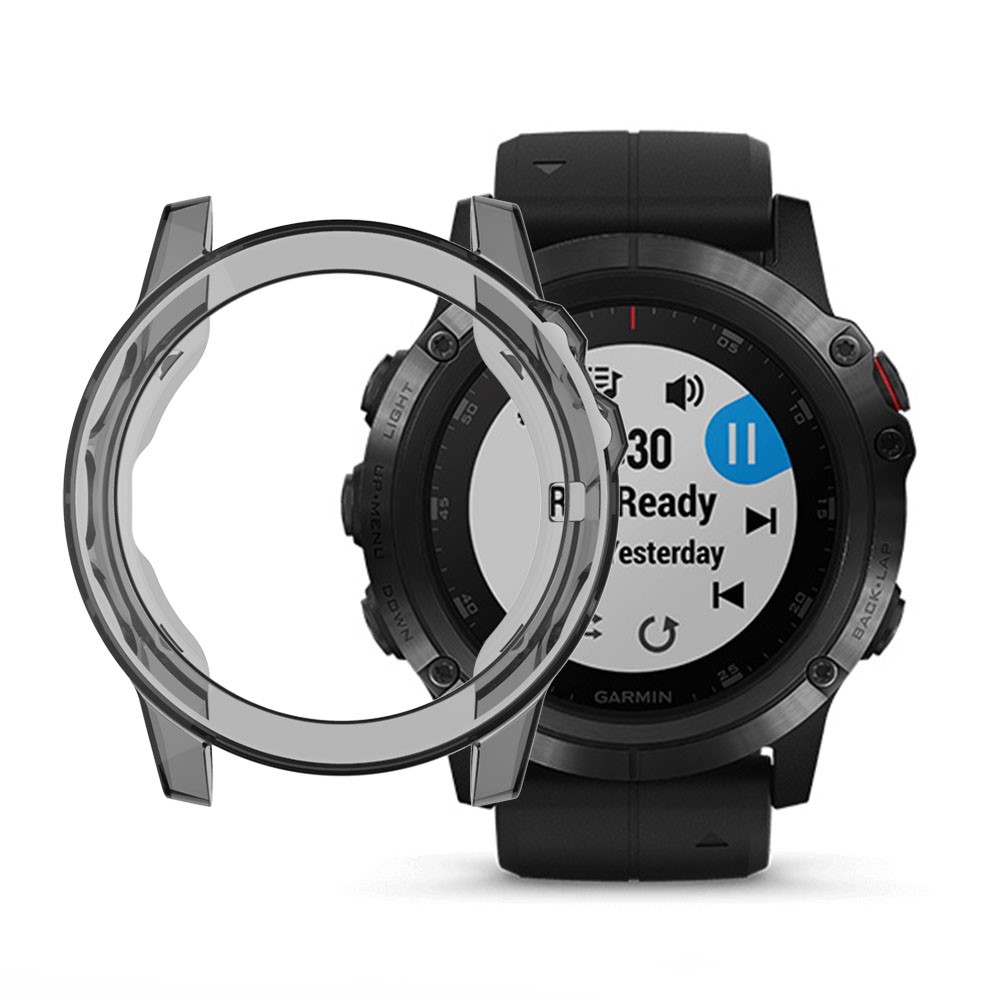 Clear Soft TPU Unique Cover for Garmin Fenix 5S - Black-5