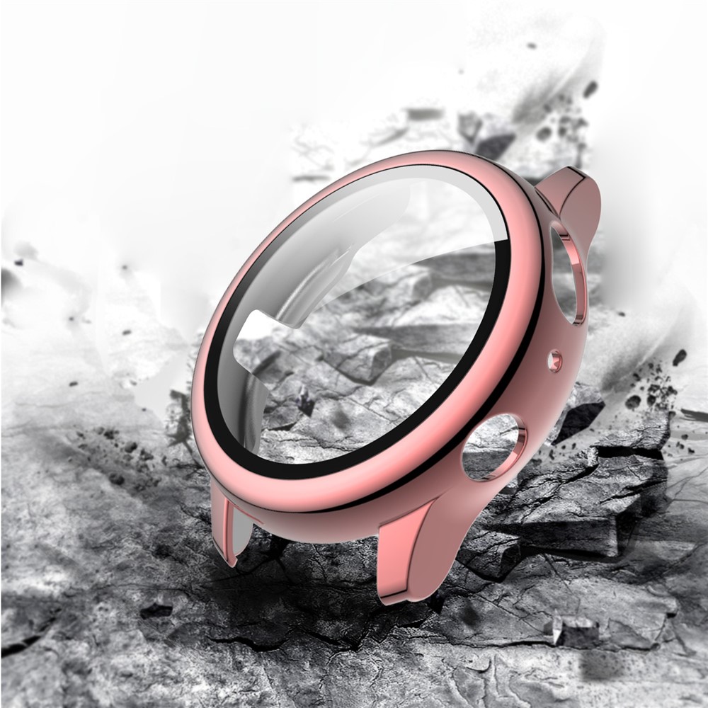 Electroplating PC Frame + Tempered Glass Screen Protector Case for Samsung Galaxy Watch Active2 40mm - Pink-4