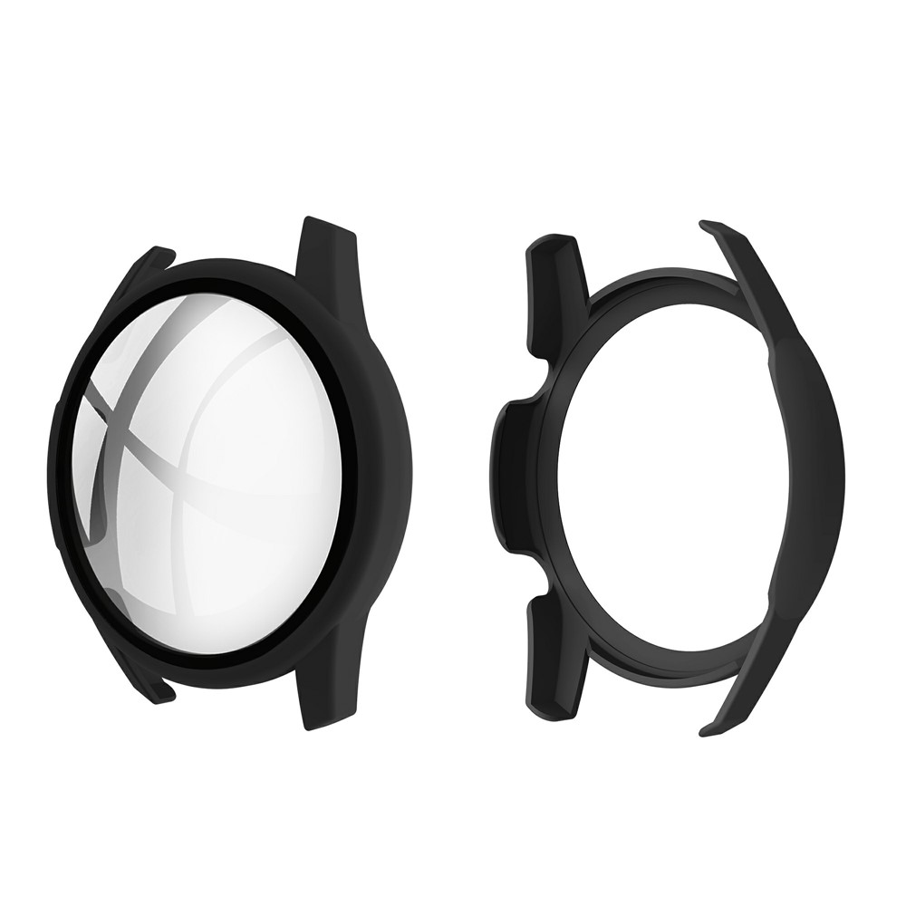 Rubberized PC Frame + Tempered Glass Screen Protector Cover Shell for Huawei Watch GT 2 46mm - Black-1