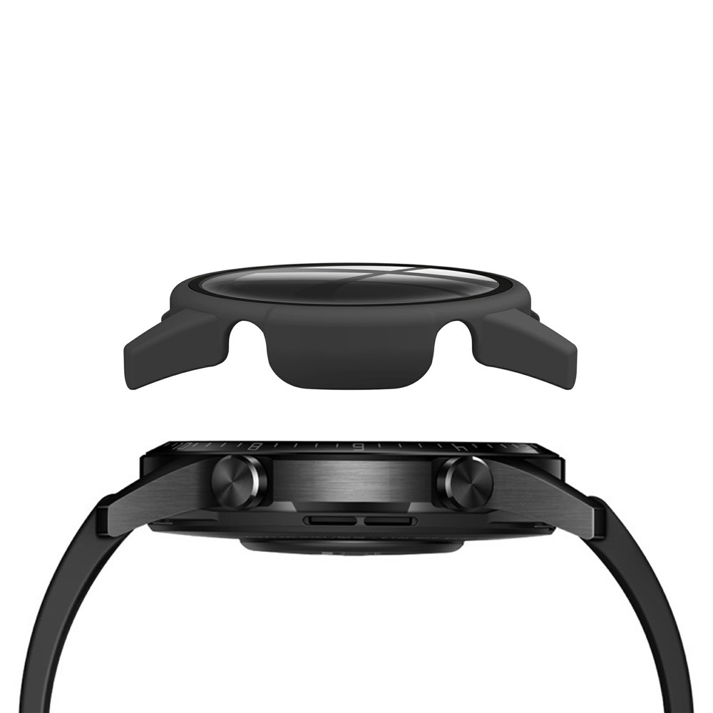 Rubberized PC Frame + Tempered Glass Screen Protector Cover Shell for Huawei Watch GT 2 46mm - Black-2