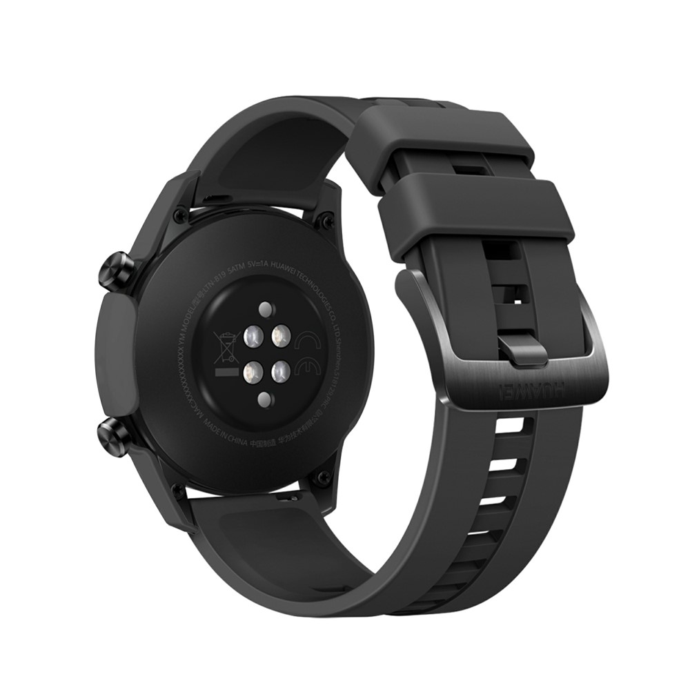 Rubberized PC Frame + Tempered Glass Screen Protector Cover Shell for Huawei Watch GT 2 46mm - Black-4