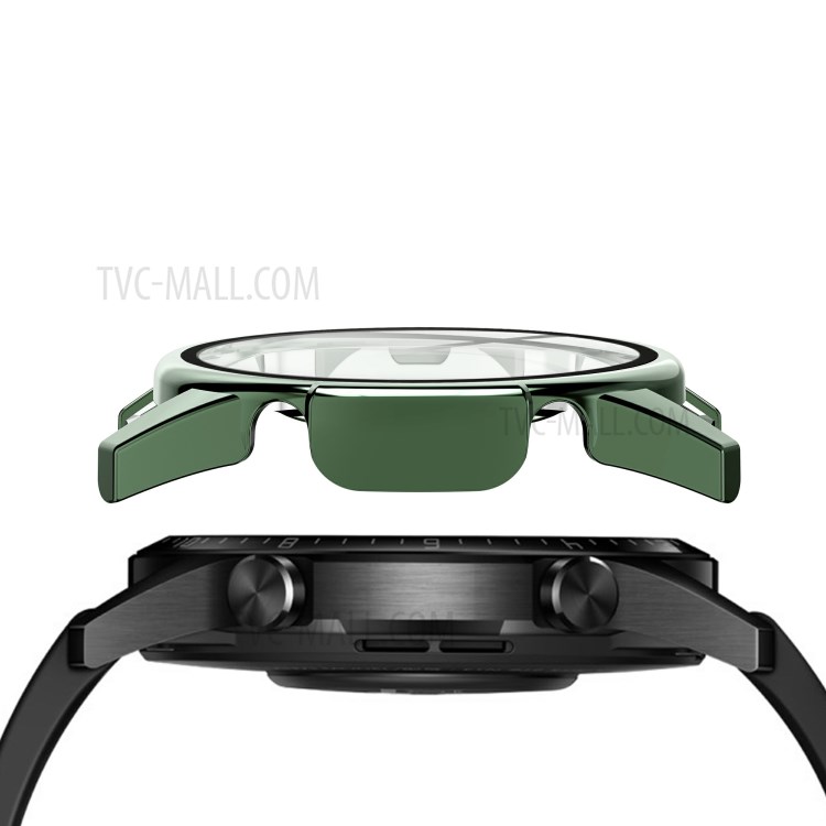 Electroplating PC Edge + Tempered Glass Screen Protector Case Shell for Huawei Watch GT 2 46mm - Green-5