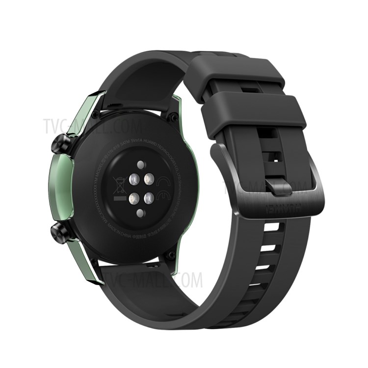 Electroplating PC Edge + Tempered Glass Screen Protector Case Shell for Huawei Watch GT 2 46mm - Green-7