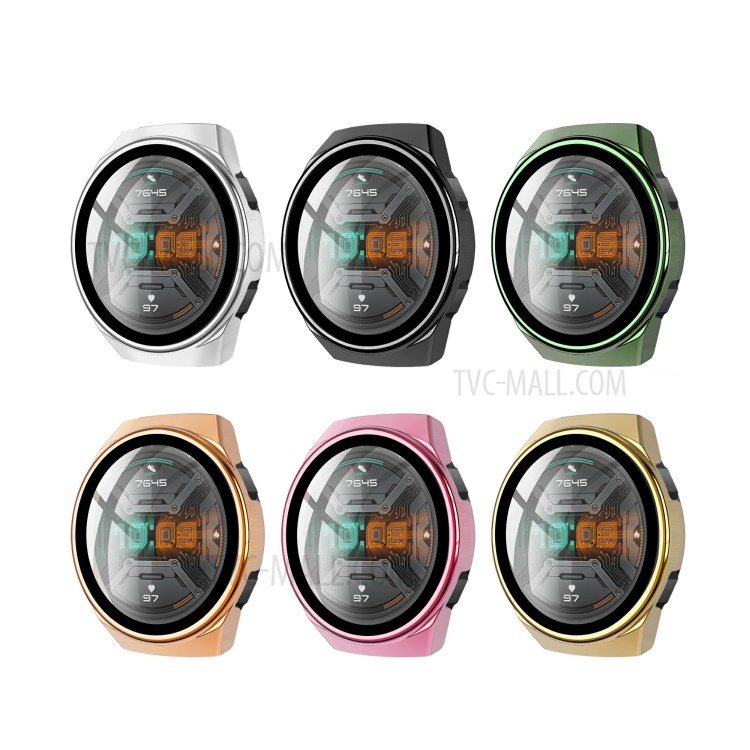 Galvanoplastia Marco De La PC + Vidrio Templado Protector De Pantalla Cubierta De Reloj Inteligente Para Huawei Reloj GT 2e - Negro-10