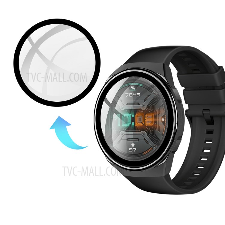 Galvanoplastia Marco De La PC + Vidrio Templado Protector De Pantalla Cubierta De Reloj Inteligente Para Huawei Reloj GT 2e - Negro-3