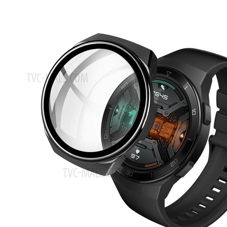 Galvanoplastia Marco De La PC + Vidrio Templado Protector De Pantalla Cubierta De Reloj Inteligente Para Huawei Reloj GT 2e - Negro-5
