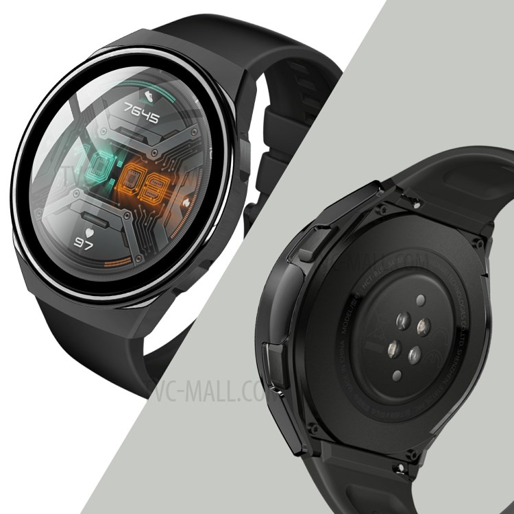 Galvanoplastia Marco De La PC + Vidrio Templado Protector De Pantalla Cubierta De Reloj Inteligente Para Huawei Reloj GT 2e - Negro-7