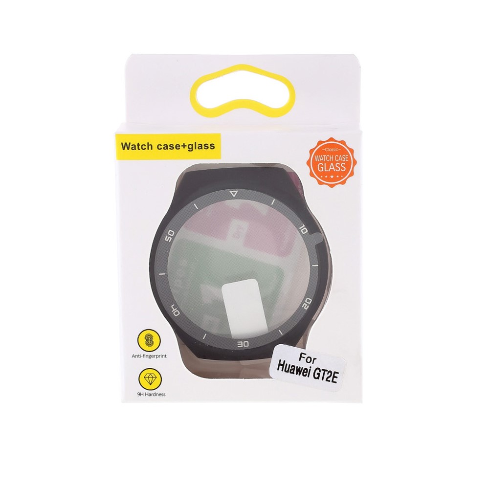 Rubberized PC Frame Intergrated Tempered Glass Screen Protector Smart Watch Cover for Huawei Watch GT 2e - Black-6