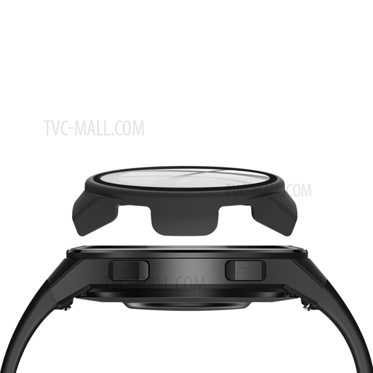 Rubberized PC Frame Intergrated Tempered Glass Screen Protector Smart Watch Cover for Huawei Watch GT 2e - Black-7