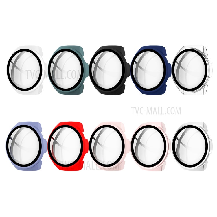 Rubberized PC Frame Intergrated Tempered Glass Screen Protector Smart Watch Cover for Huawei Watch GT 2e - Black-9