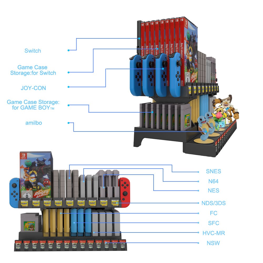 JYS-NS198 Multifunctional Game Storage and Display Stand for Nintend? Switch 3DS Gameboy-4