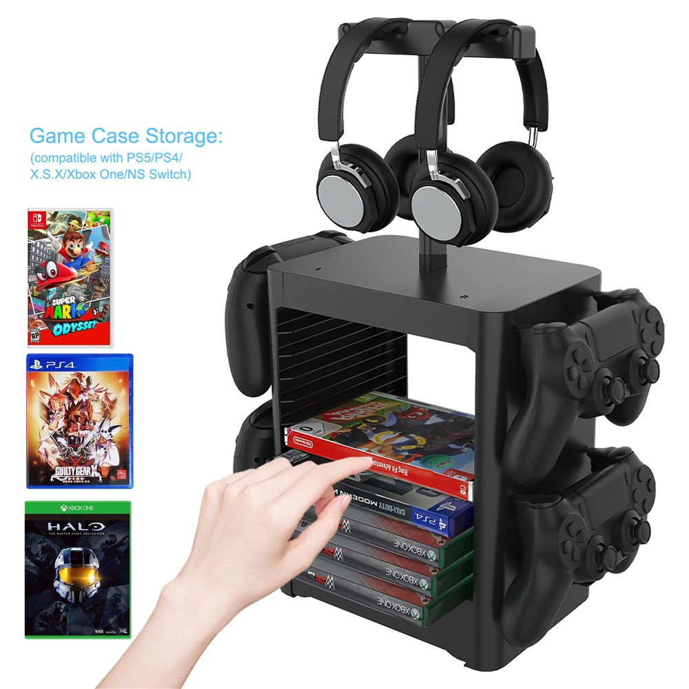 JYS-NS199 Game Accessories Game Disk Storage Rack Controller Organizer with Headphone Stand-3