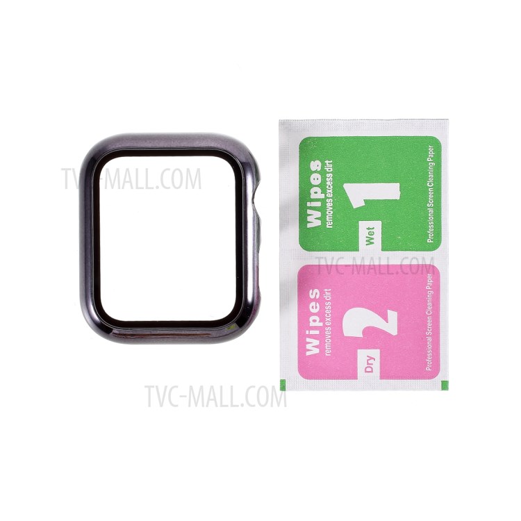 Frame di PC Elettroplato + Schermo di Vetro Temperato Custodia di Protezione Completa Per Apple Watch Series 3/2/1 38 mm - Nero