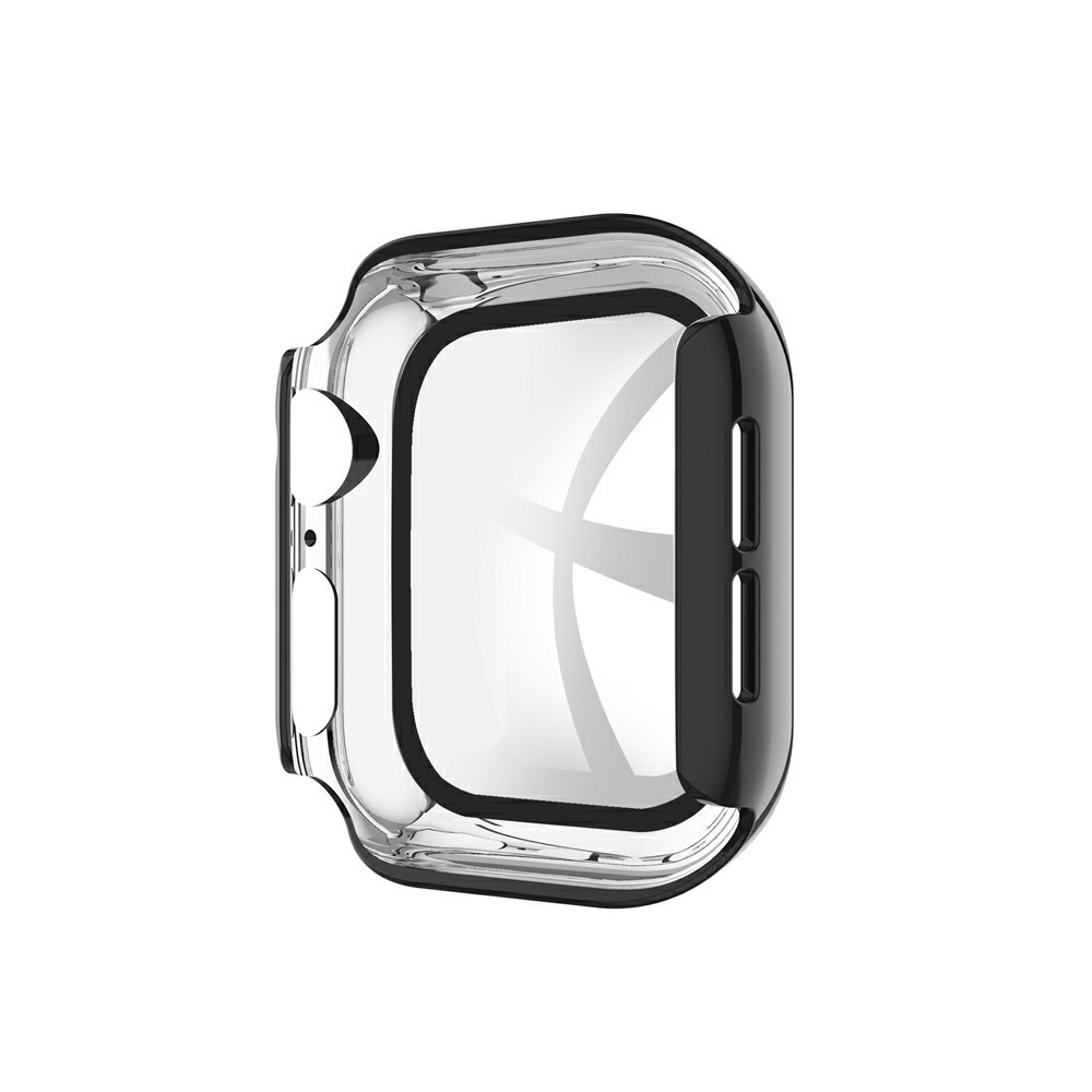 Rhinestone Decor PC Frame Case for Apple Watch Series SE/6/5/4 40MM with Tempered Glass Screen Protector - Black-6