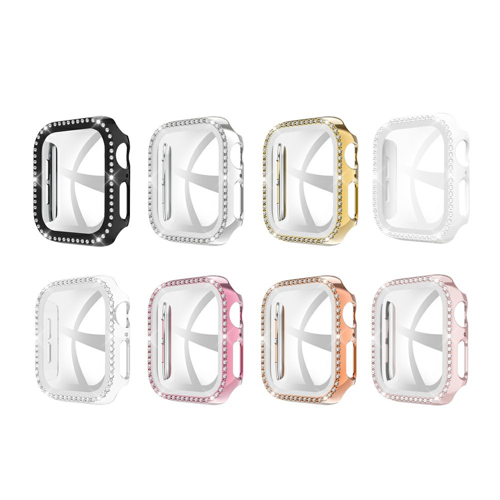 Rhinestone Decor Tempered Glass+PC All-round Protective Watch Cover for Apple Watch Series 3/2/1 42mm - Black-7