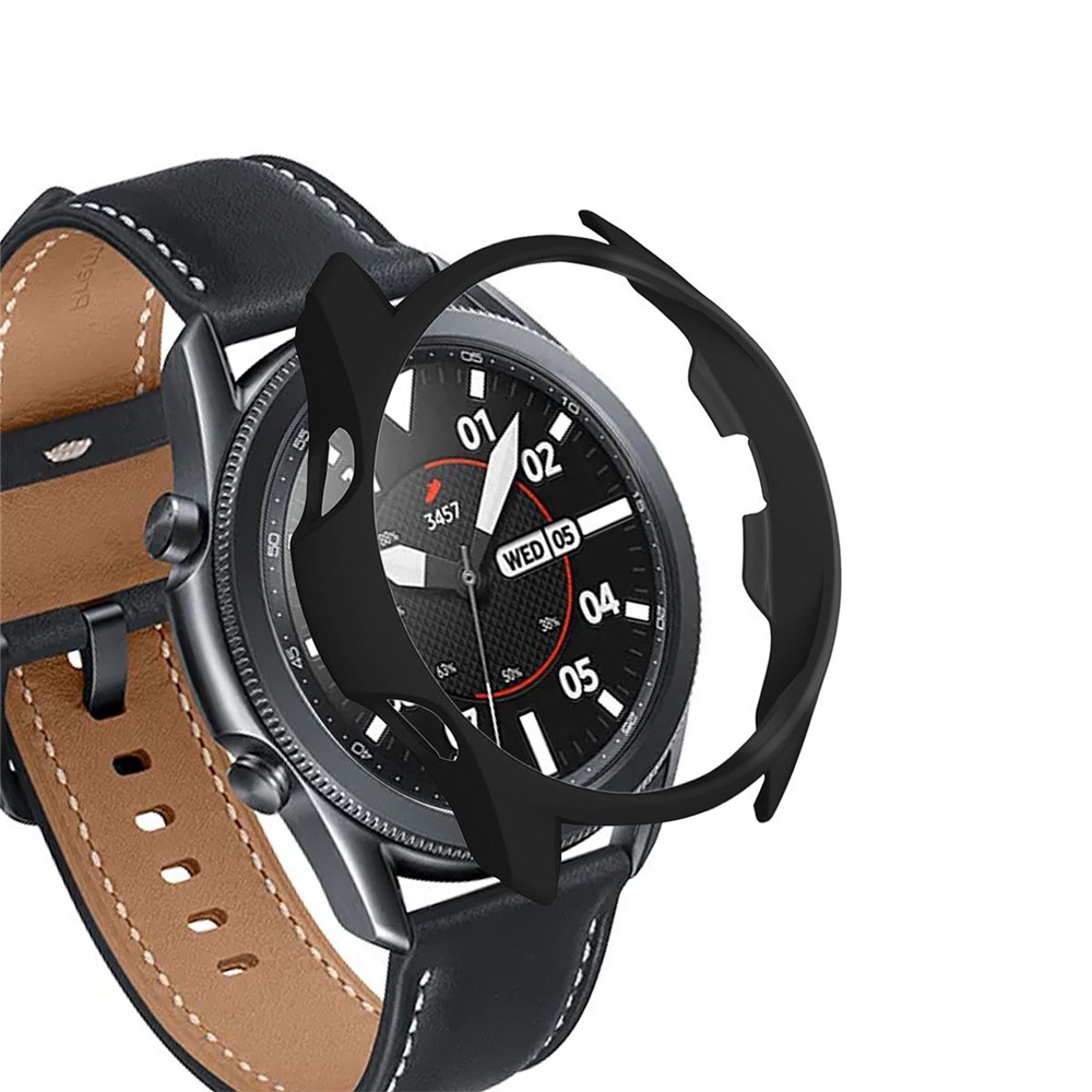 HAT-PRINCE Matte PC Case with 0.2mm 2.15D 9H Tempered Glass Protector for Samsung Galaxy Watch3 45mm - Black-3