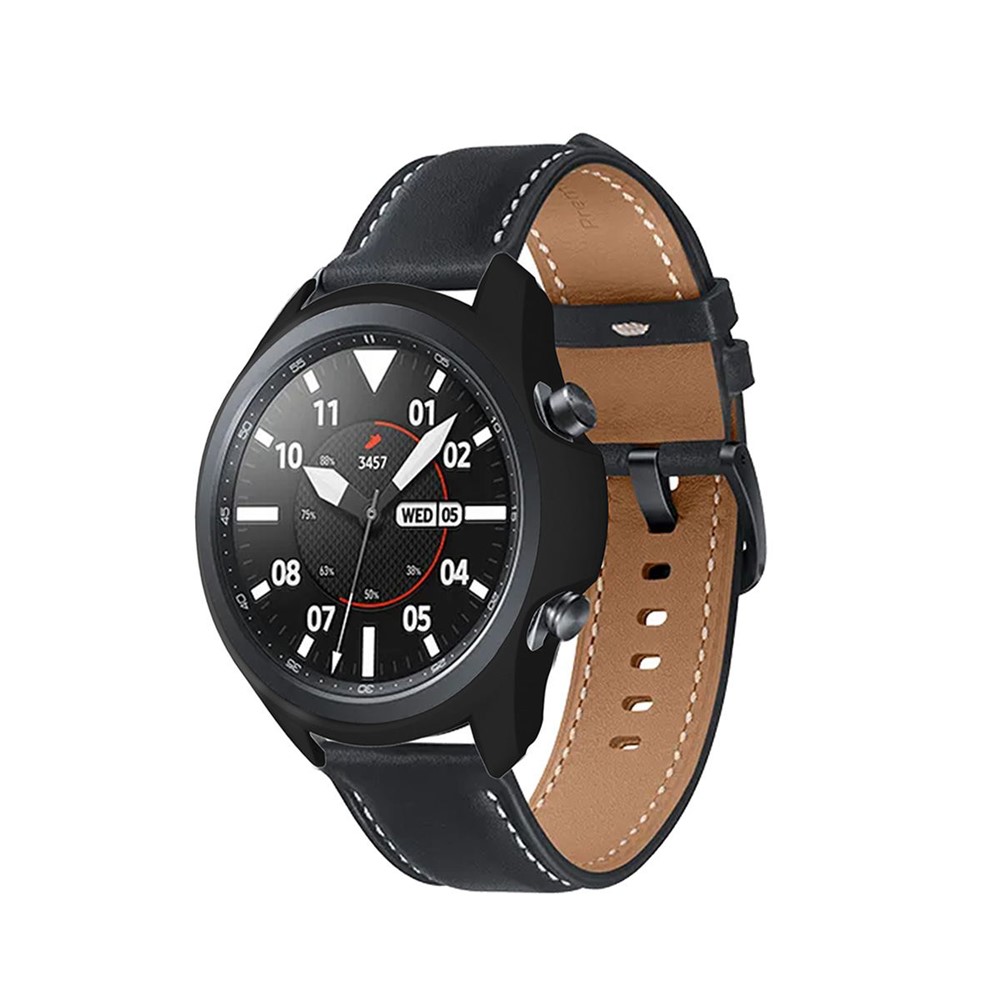 Hut-prince Matte Pc-hülle Mit 0,2 mm 2,15d 9H Getemperter Glasschutz Für Samsung Galaxy Watch3 45 mm - Schwarz