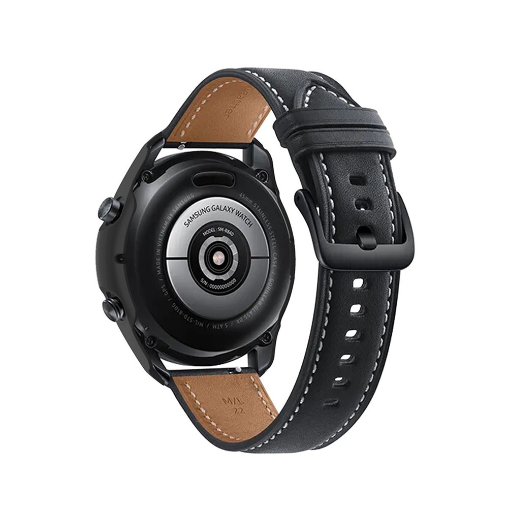 HAT-PRINCE Matte PC Case with 0.2mm 2.15D 9H Tempered Glass Protector for Samsung Galaxy Watch3 45mm - Black-5