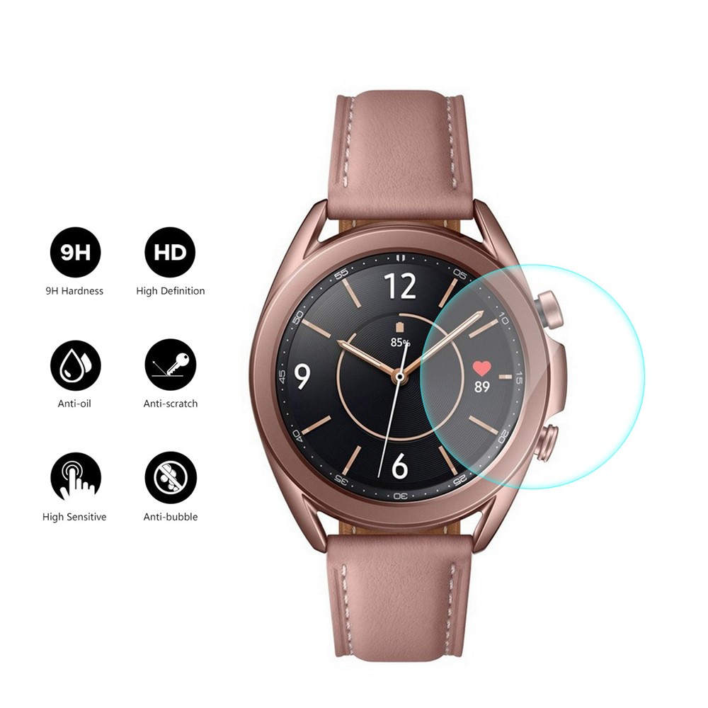 HAT-PRINCE Matte PC Case with 0.2mm 2.15D 9H Tempered Glass Film for Samsung Galaxy Watch3 41mm - Black-6