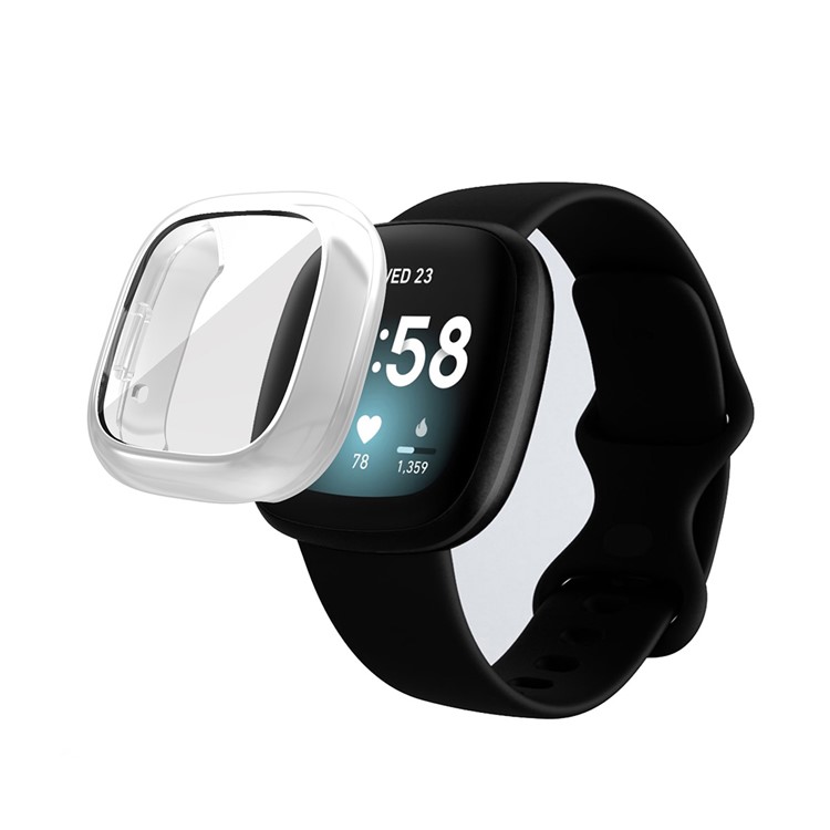Hat Prince Eletroplating TPU Protetive Watch Capa Para Fitbit Versa 3 / Senso de Fitbit - Prata-2
