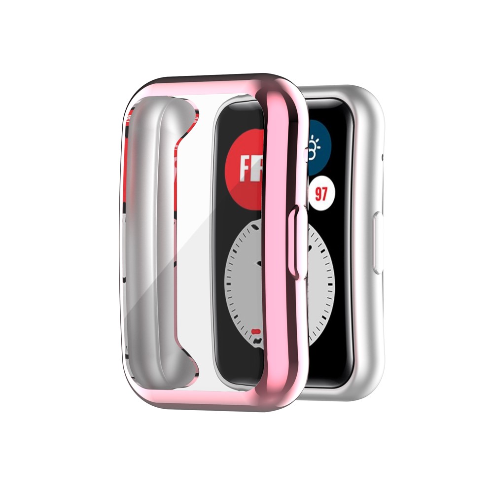Electroplating TPU Watch Cover for Huawei Watch Fit All-round Protective Protector - Pink-3