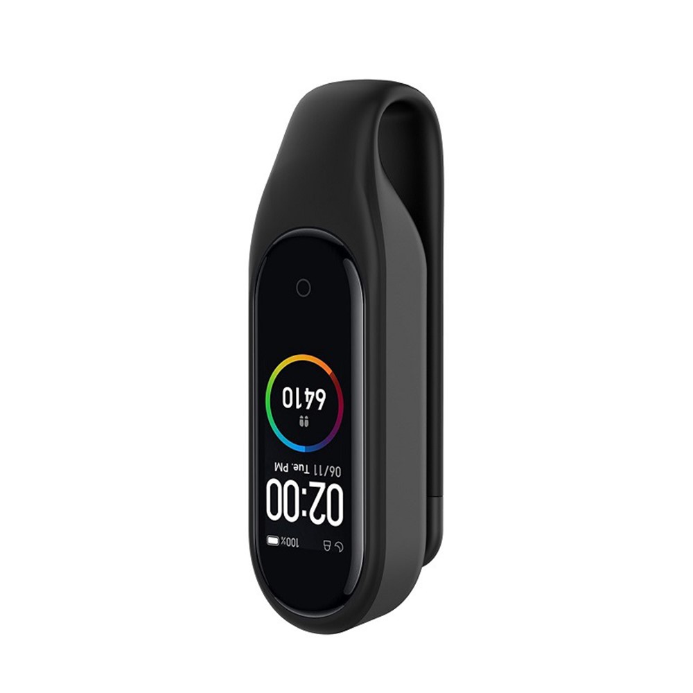 Steel Hanging Buckle Silicone Bumper Shell for Xiaomi Mi Band 5 Watch Cover - Black-5