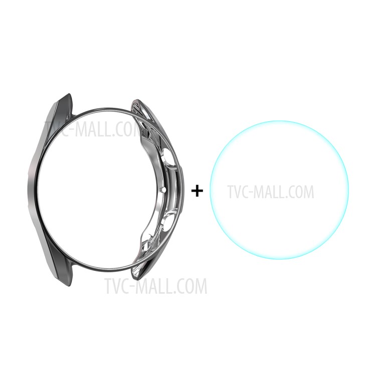 ENKAY HAT-PRINCE 2 in 1 0.2mm 2.5D 9H Tempered Glass Screen Film + Electroplating TPU Watch Protector Cover for Galaxy Watch3 45mm - Grey-1