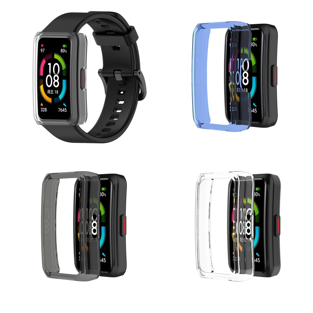 Half Coverage TPU Smart Watch Case Protective Cover for Honor Band 6 - Blue-7
