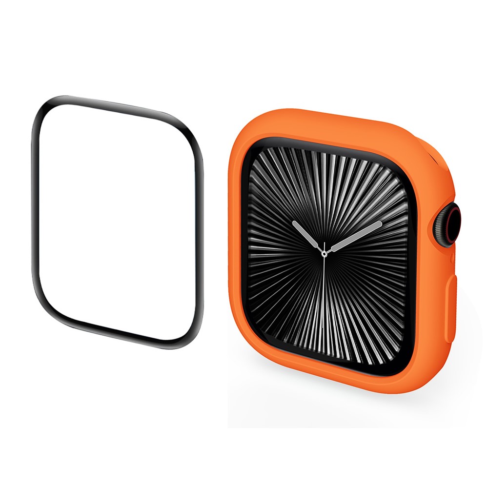 ENKAY HAT PRINCE For Apple Watch Series 11 / 10 46mm   2 in 1 Candy Color TPU Watch Case with Full Coverage PMMA Soft Film - Orange