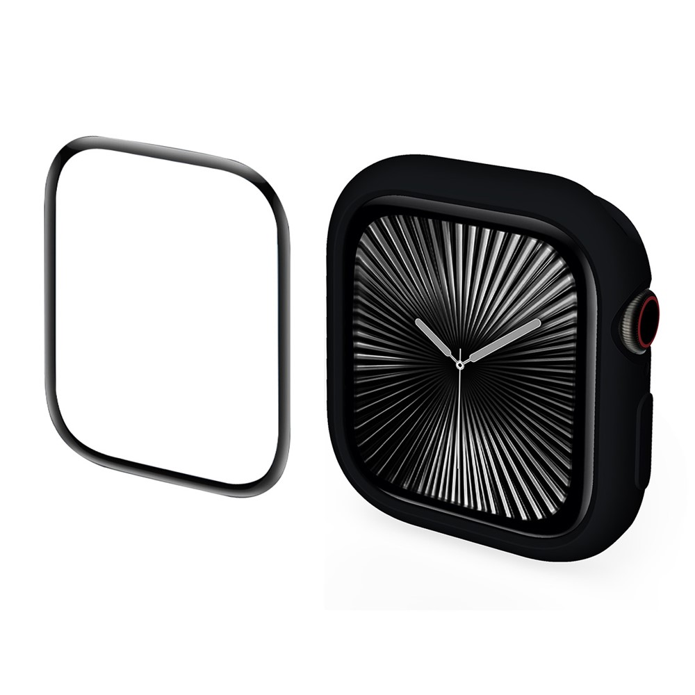 ENKAY HAT PRINCE For Apple Watch Series 11 / 10 46mm   2 in 1 Candy Color TPU Watch Case with Full Coverage PMMA Soft Film - Black