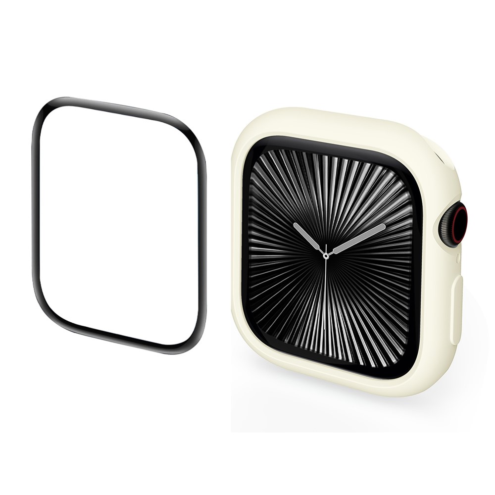 ENKAY HAT PRINCE For Apple Watch Series 11 / 10 46mm   2 in 1 Candy Color TPU Watch Case with Full Coverage PMMA Soft Film - Beige